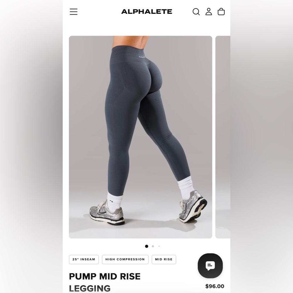 ALPHALETE - PUMP MID RISE LEGGING - Dark Grey 25” - NEVER WORN - Picture 2 of 5